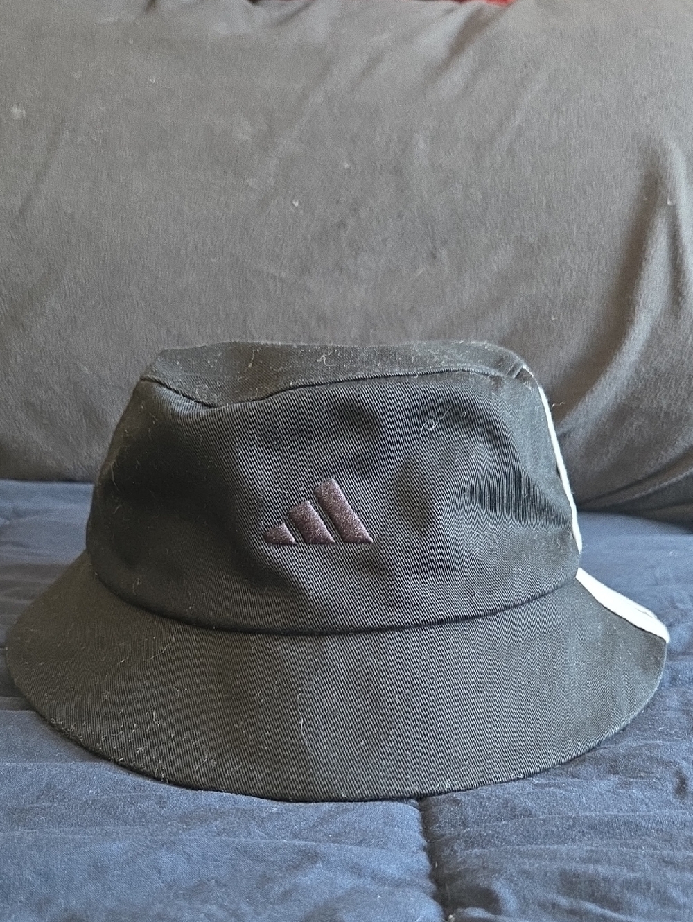 adidas Black Bucket Hat with White Side Stripe